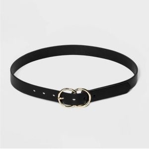 Women's Double Buckle Belt - A New Day Black S